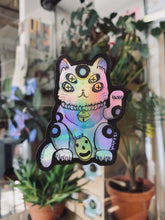 Holographic Lucky White-Blue Cat Sticker