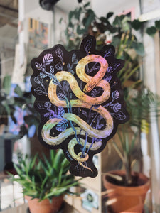 Holographic Snake with Plants Sticker