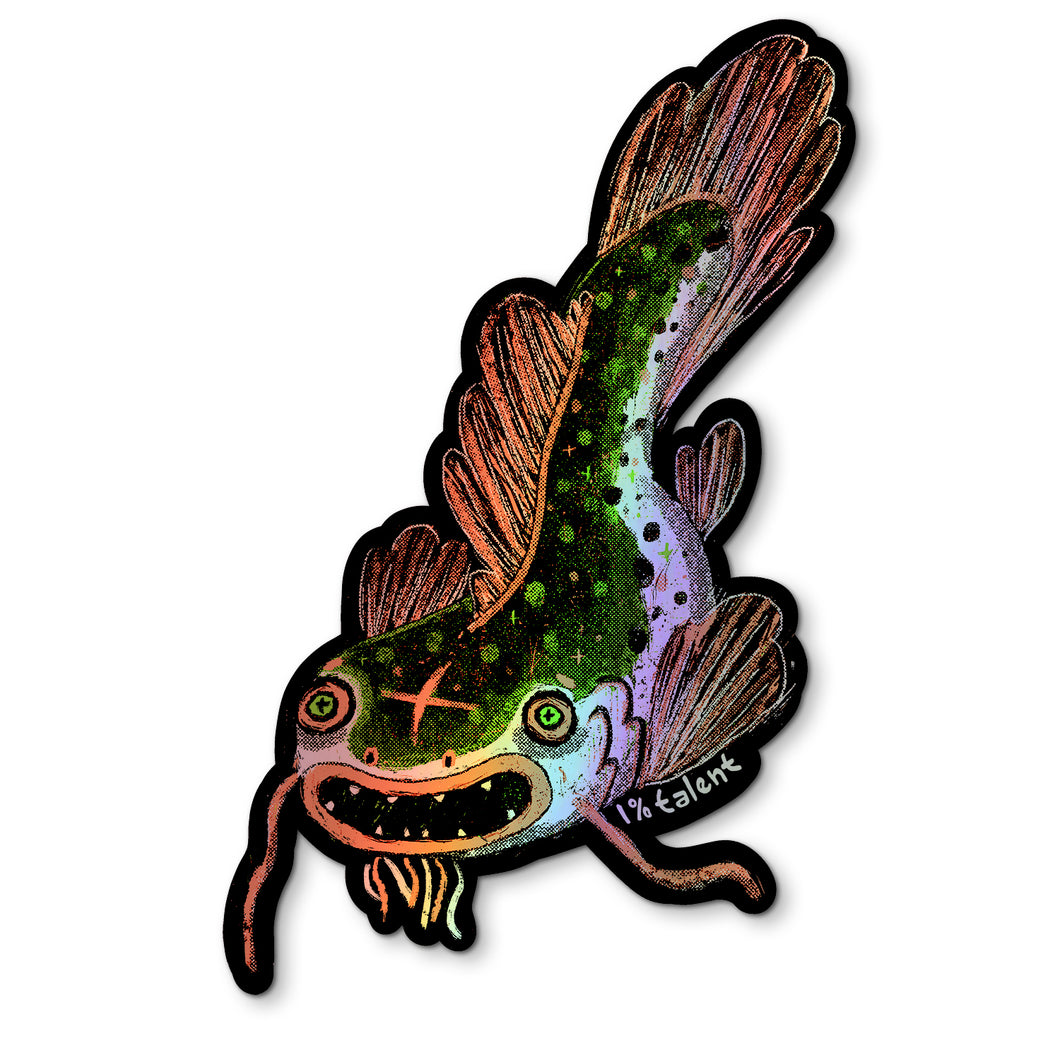 Holographic catfish Sticker