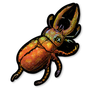 Holographic Ginkgo Stag Beetle Sticker
