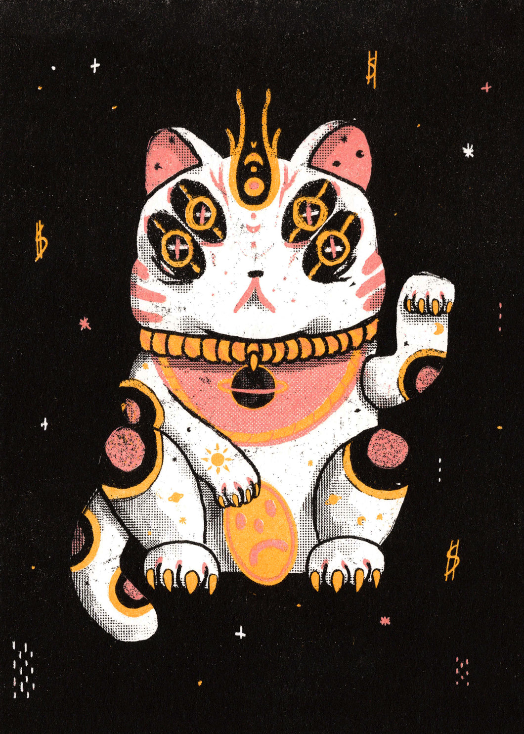 Lucky Space Cat RISO Print