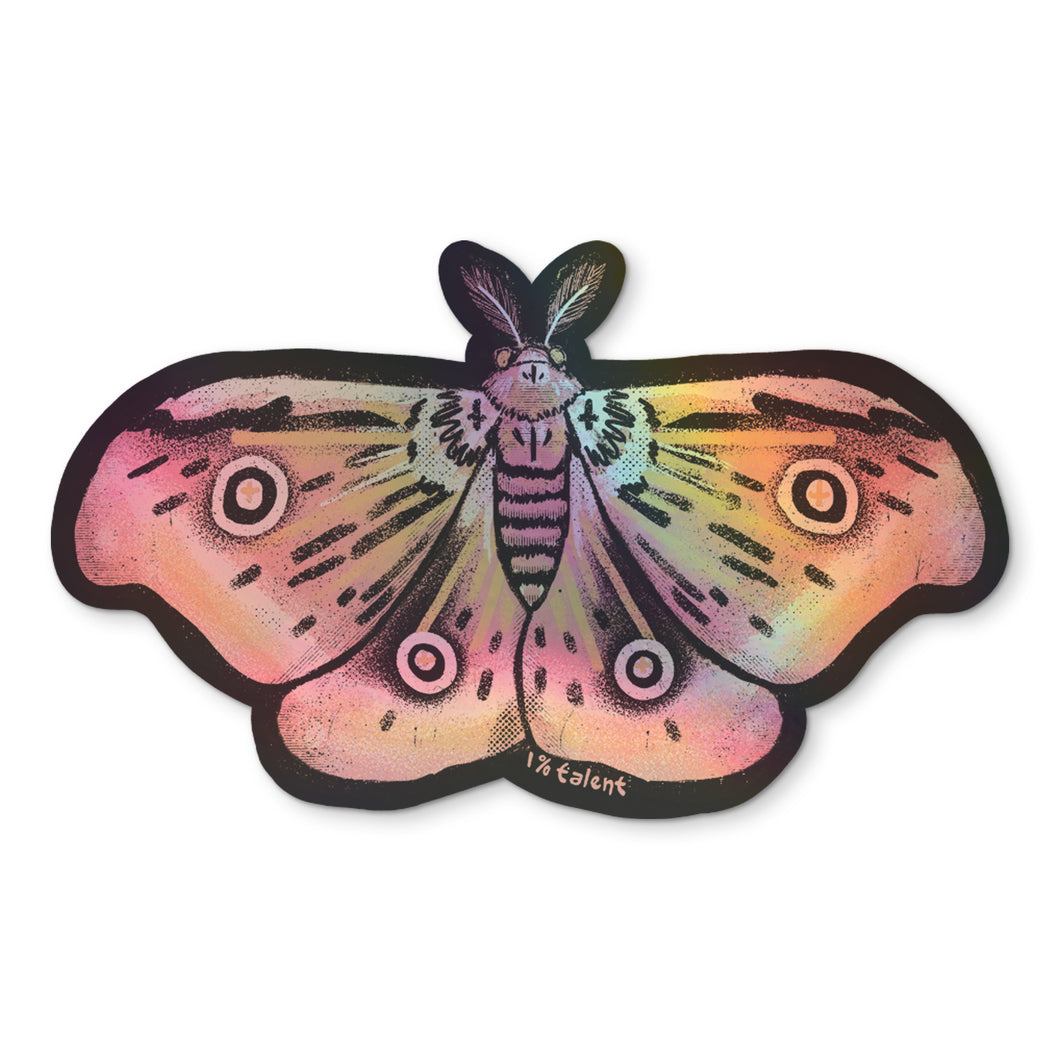 Holographic Pink Moth Sticker
