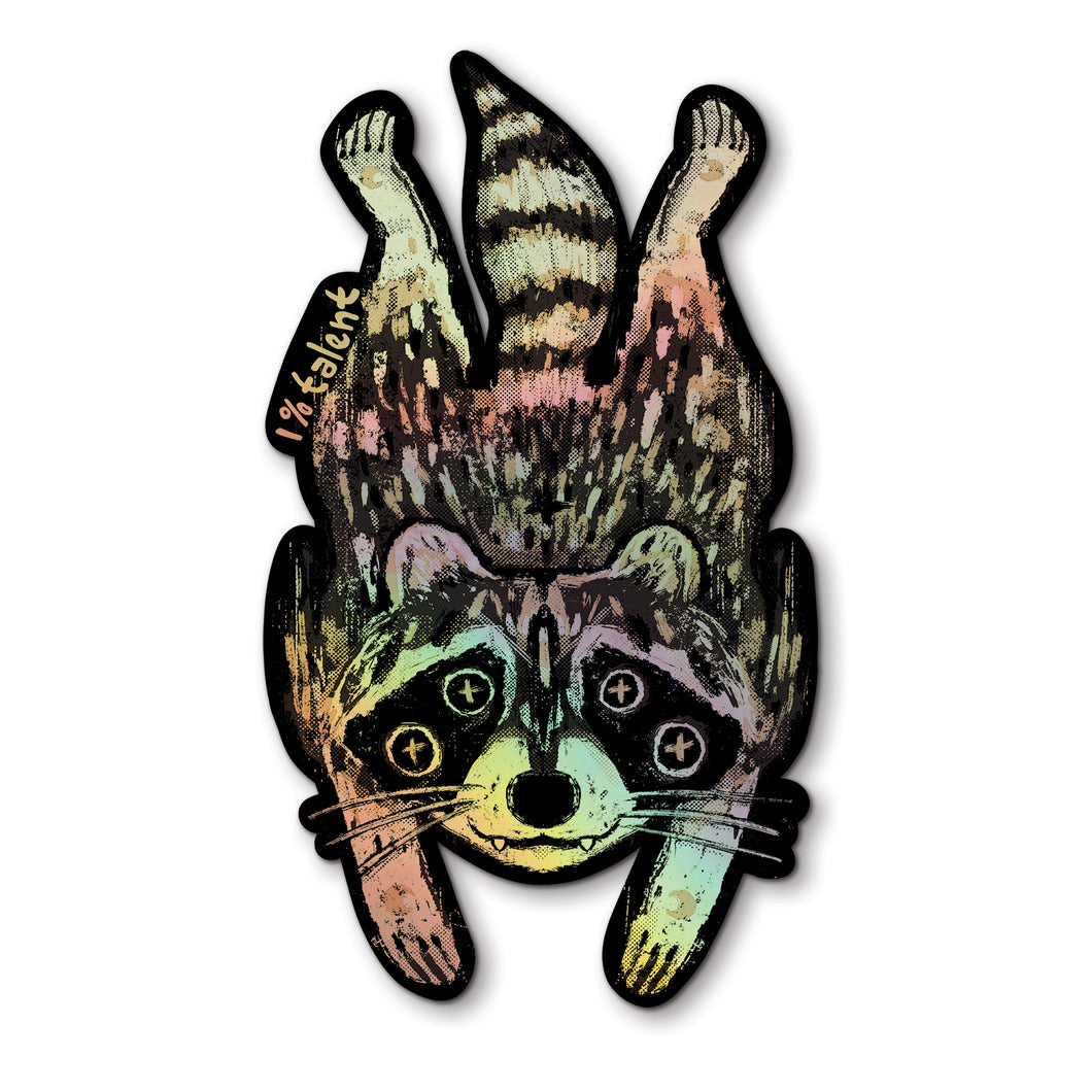 Holographic Flat Raccoon Sticker