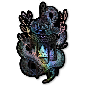 Holographic Snake with Lantern Sticker