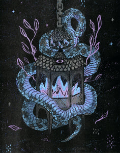 Snake with Lantern 11 x 14 RISO Print