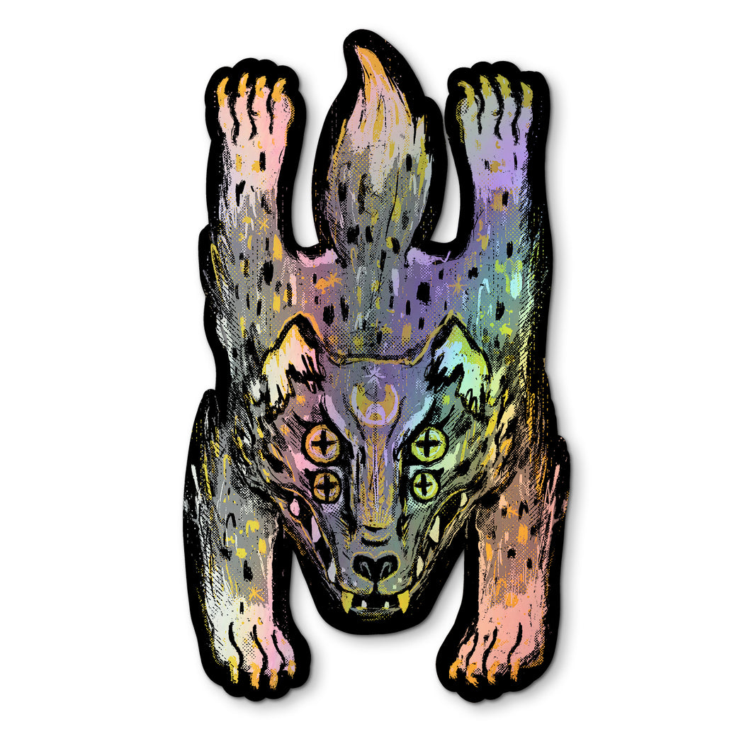 Holographic Flat Wolf Sticker